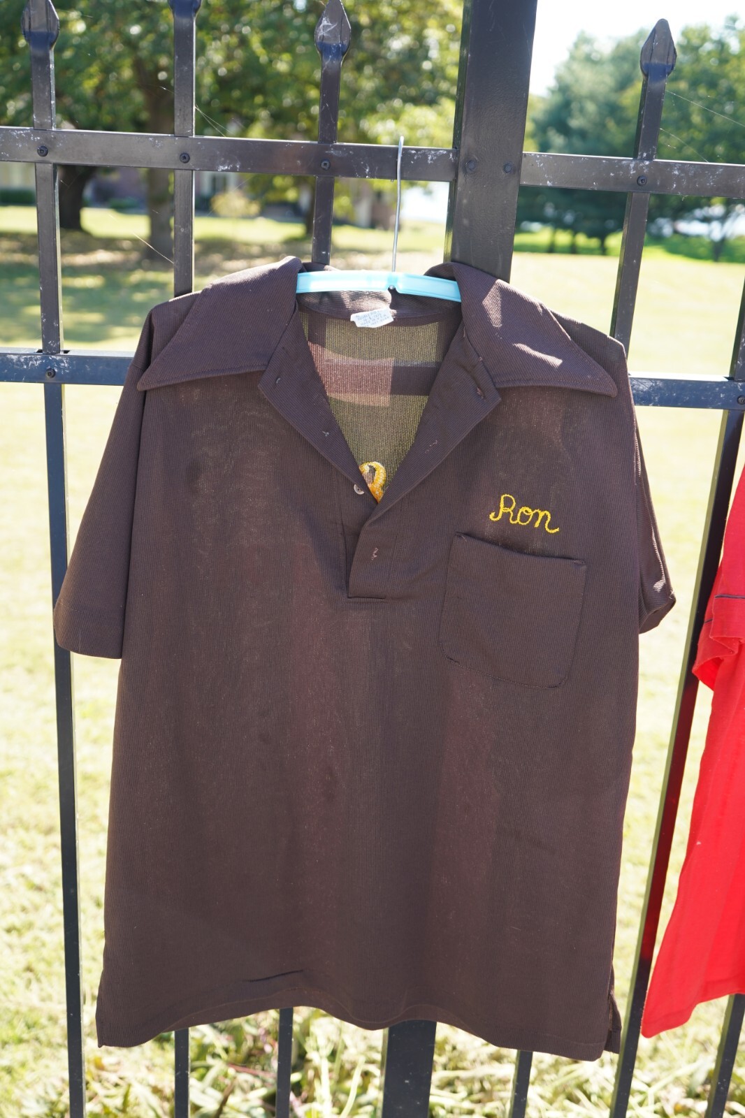 Hilton HILTON Open Collar Bowling Shirt, Box Shirt, Men's Size L cotton red type Vintage Second Hand