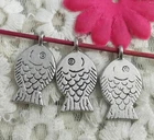 Free Ship 40 pcs Antique silver fish charms 25X14mm H-3574
