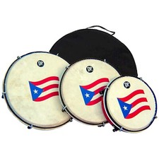DP Music Set de Panderos - Pleneras PVC Drums with Puerto Rico Flag - Nylon C...