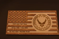 Laser Cut/Engraved Wooden US Flag with Military Seal