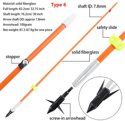 34.7 Inches Fishing Arrow Diameter 8mm Stainless Steel Tip Slide Stopper  for Compound Recurve Bow Archery Hunting