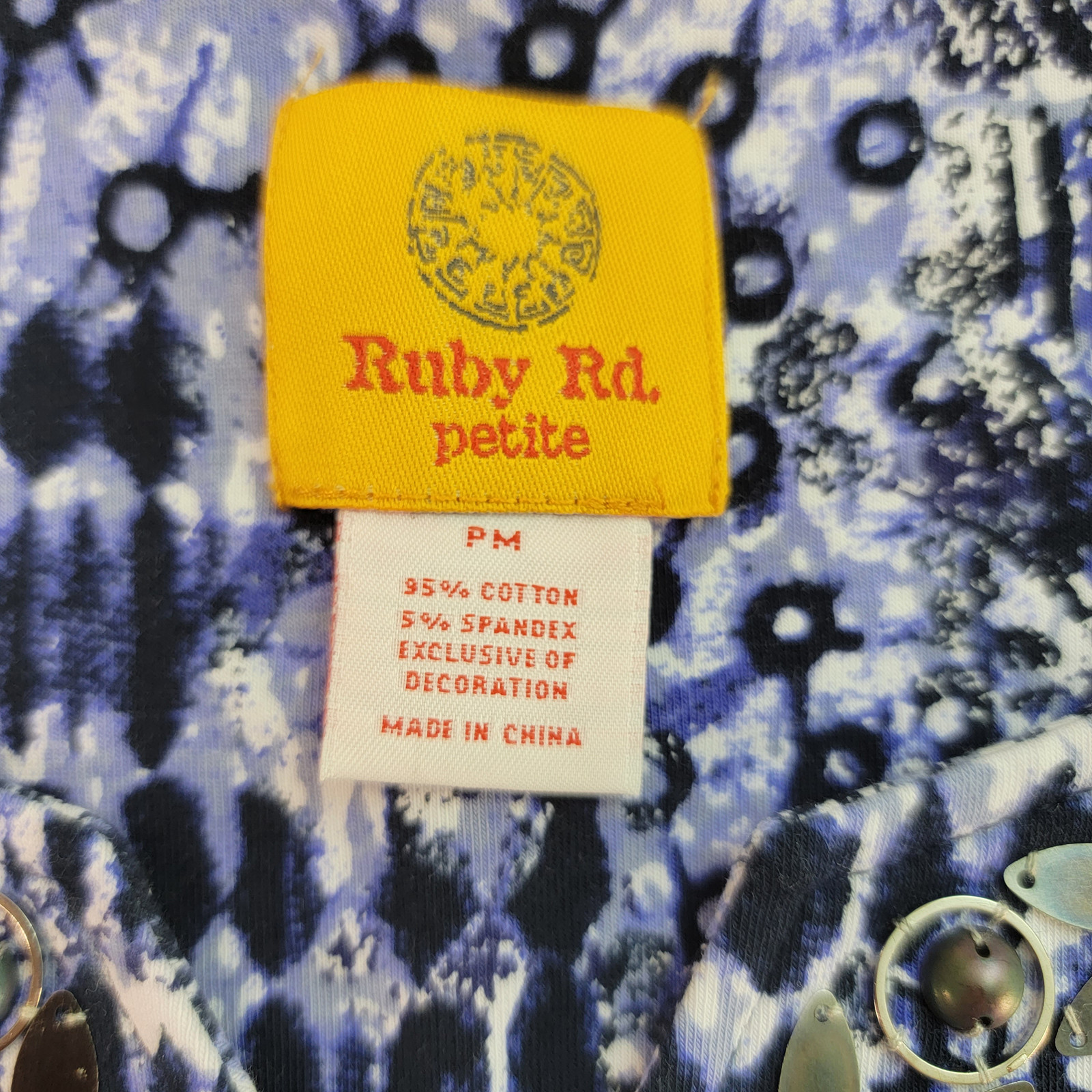 Ruby Red Top Womens PM Embellished Neck Geometric… - image 5