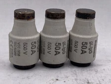 Lot Of 3 Eaton Bussmann 50D33 Ceramic Fuse, D33 Series, Time-Delay, 50A, 500V Ac
