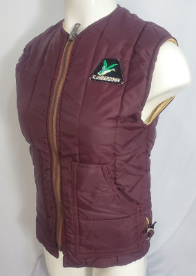 Vintage Burgundy SlumberDown Zipper Vest Size Small Woman's Made in Scotland