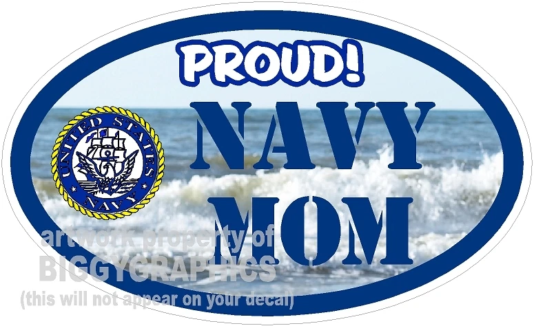 BIGGYGRAPHICS NAVY MOM VINYL DECAL PROUD