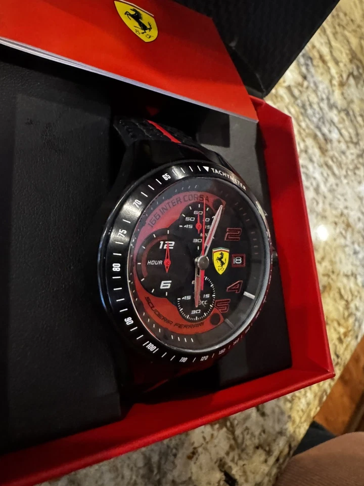 Reloj Pulsera Ferrari Scuderia Original Cronógrafo Negro/Rojo con Caja Foto 4 de 4