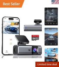 Mini Dash Cam Front 4K UHD, 5G WiFi, 64GB Card - Essential for Safe Driving