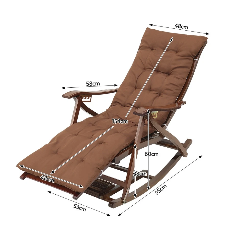 Gartenliege Sonnenliege Outdoor Schaukelstuhl Liegestuhl verstellbar Holzliegen - Bild 2 von 4