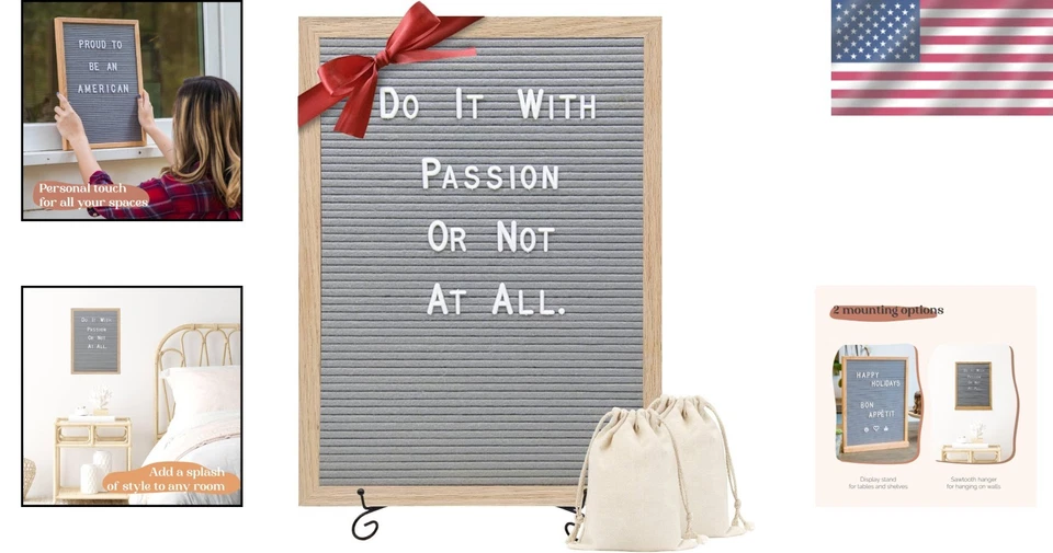 Felt Letter Board Wooden Frame 16x12 Inch Changeable Messages Decor for Wall/... - Image 2 of 4