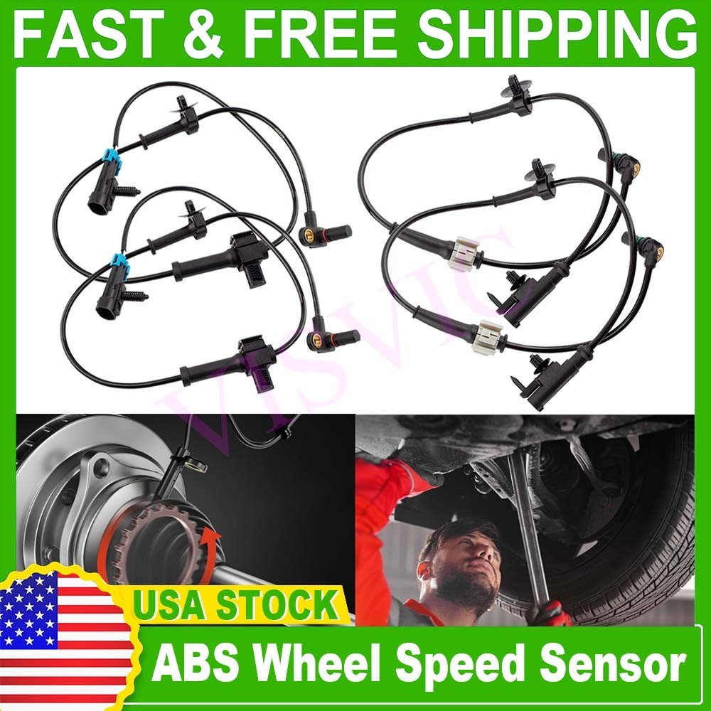 Front and Rear Left & Right ABS Wheel Speed Sensor 2 Pair for Chevy Silverado...
