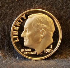 1985-S United States 10 cents, Roosevelt dime San Francisco proof, KM-195a (US3)