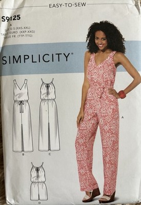 Simplicity sewing pattern jumpsuit romper 9125 uncut sz xxs-xxl