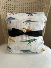 Pottery Barn Kids Finn Dino Organic QUEEN Fitted, Flat Sheet & 1 Pillowcase ONLY