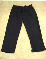 Vintage Chaps Ralph Lauren Pleated Dress Pants Mens 38 x 30 Linen Cotton Navy