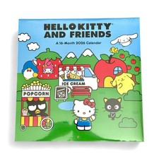 2026 HELLO KITTY and Friends 11  X 11  16 Month Wall Calendar NEW 11  X 22  Open