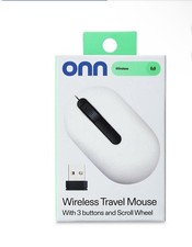 onn Wireless Travel Mouse with 3 Buttons and Scroll Wheel, Wireless USB Receiver