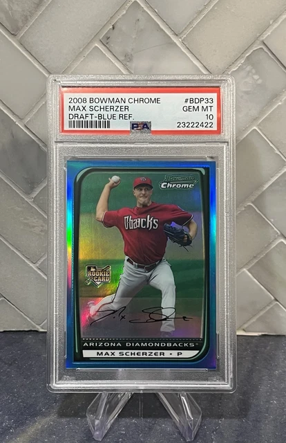 PSA 10 Max Scherzer 2008 Bowman Chrome Draft Blue Refractor RC /99 RC POP 5 !!!