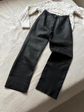 Vintage 80s 100 real leather black high waisted women pants