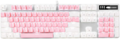 Upgraded Mechanical Gaming Keyboard with Blue Switches and White Backlighting