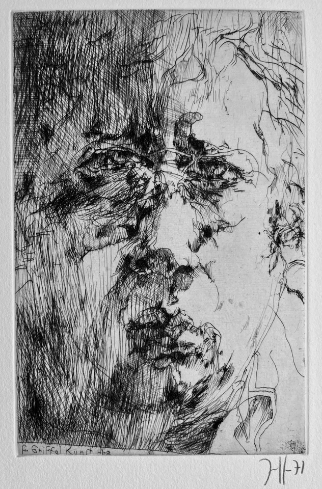 Horst Janssen Signierte Original Radierung 1977 - Selbstbildnis für Griffelkunst - Bild 2 von 4