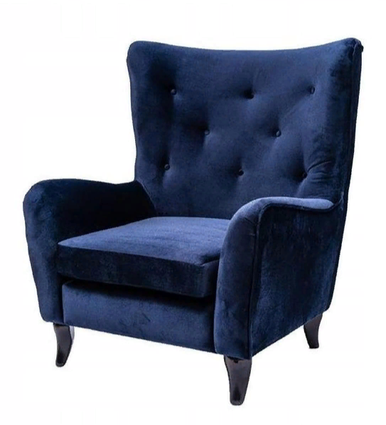 Sessel Textil Stoff Chesterfield Samt MöBel Wohnzimmer Moderne Couchen Blau-image