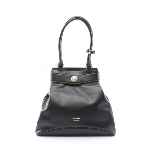 PRADA Etude SOFTY CALF Shoulder Handbag 1BG567 leather Black Used Women