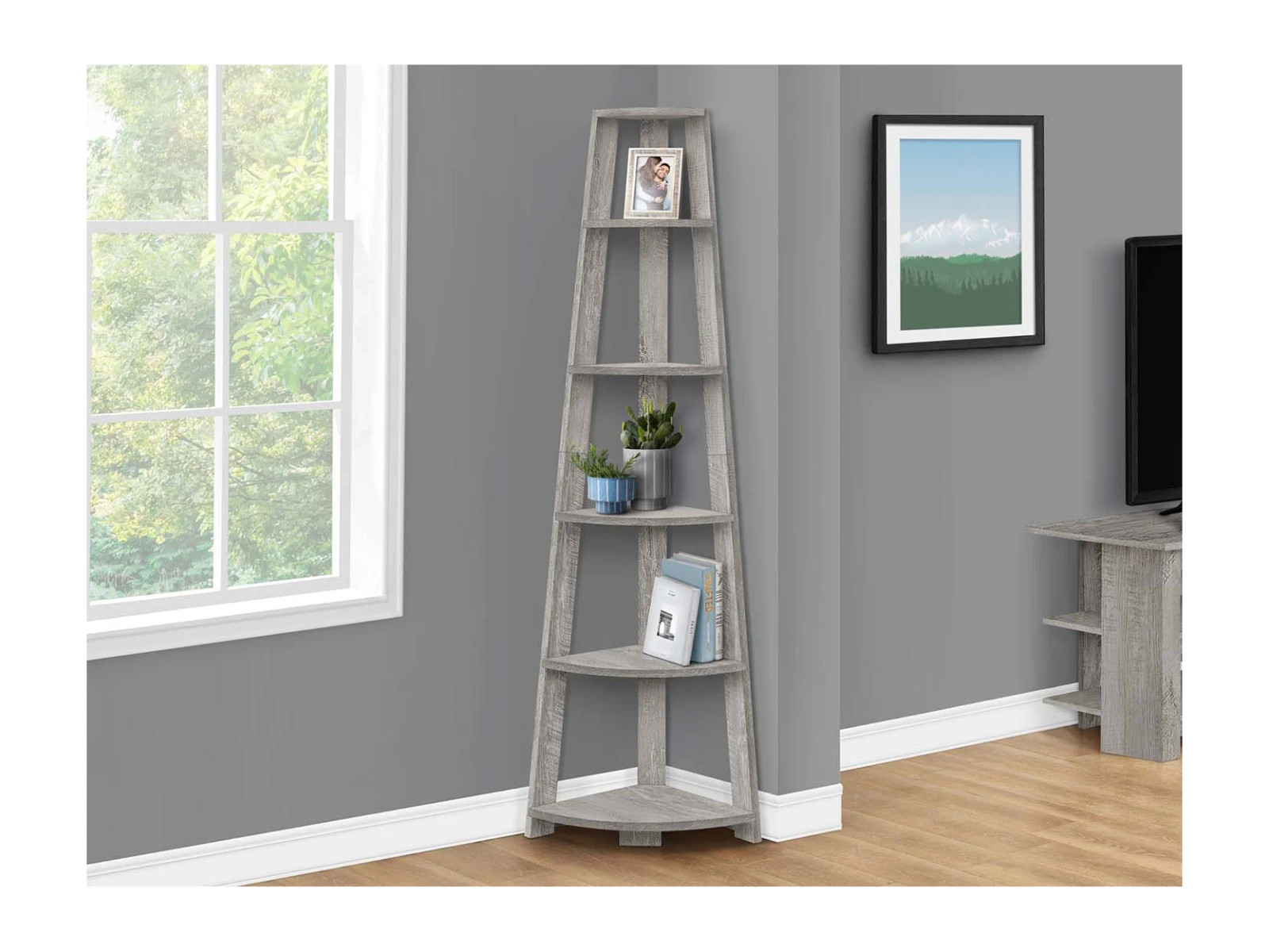 Monarch Specialties Rhea Industrial Gray Bookcase – Stylish Home Storage Solution