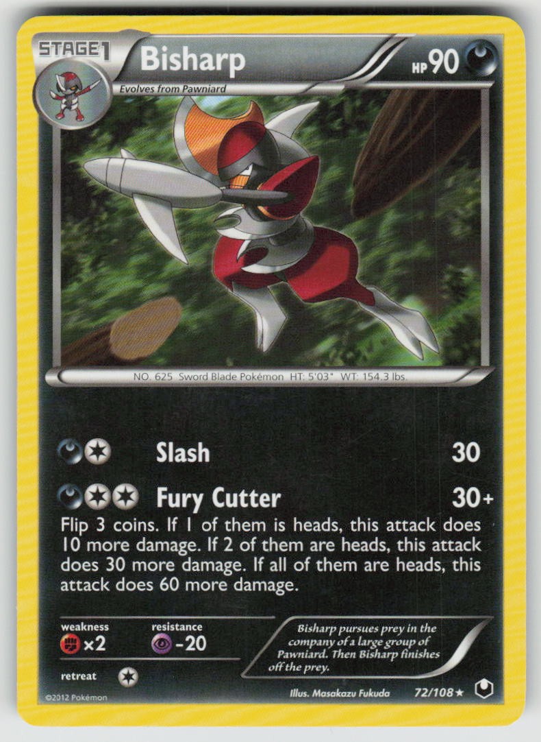 Bisharp 72/108 Rare Dark Explorers Pokemon Non-Holo Moderately Played