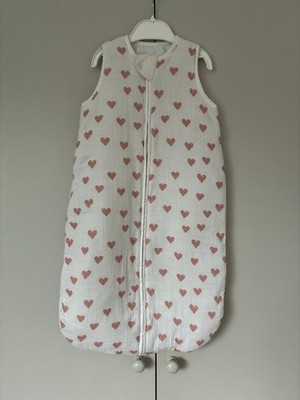 Rosa Herzmuster Baby Schlafsack Alter 6-12 Monate 2,5 Tog Reißverschluss Musselin