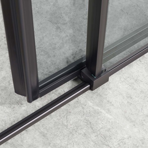 BOX DOCCIA RETTANGOLARE SCORREVOLE ALLUMINIO NERO CRISTALLO TRASPARENTE ZEN - Foto 2 di 7