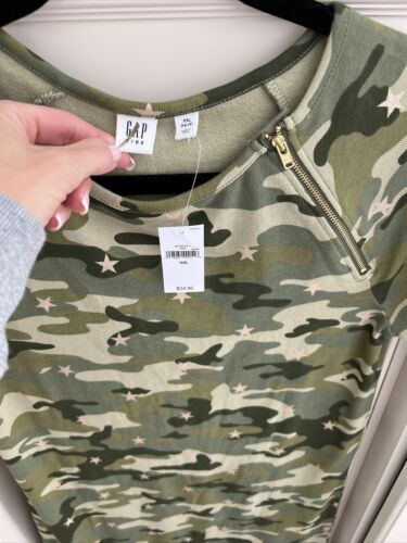 T-SHIRT Summer Dress GAP Girls 14/16 Women SM NWT Camouflage STARS Zippers