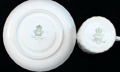 Aynsley OAKLEAF GRAY 3 Flat Demitasse Cup & Saucer Sets 8166 GREAT CONDITION - Picture 5 of 6