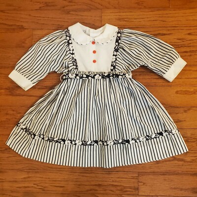 black and white striped vintage dress Unique Vintage Black Halloween Stripe Swing Dress main image 0