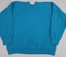 Vintage 80s Raglan Cut Blank Light Blue Sweatshirt Rare FOTL Made in USA 50/50