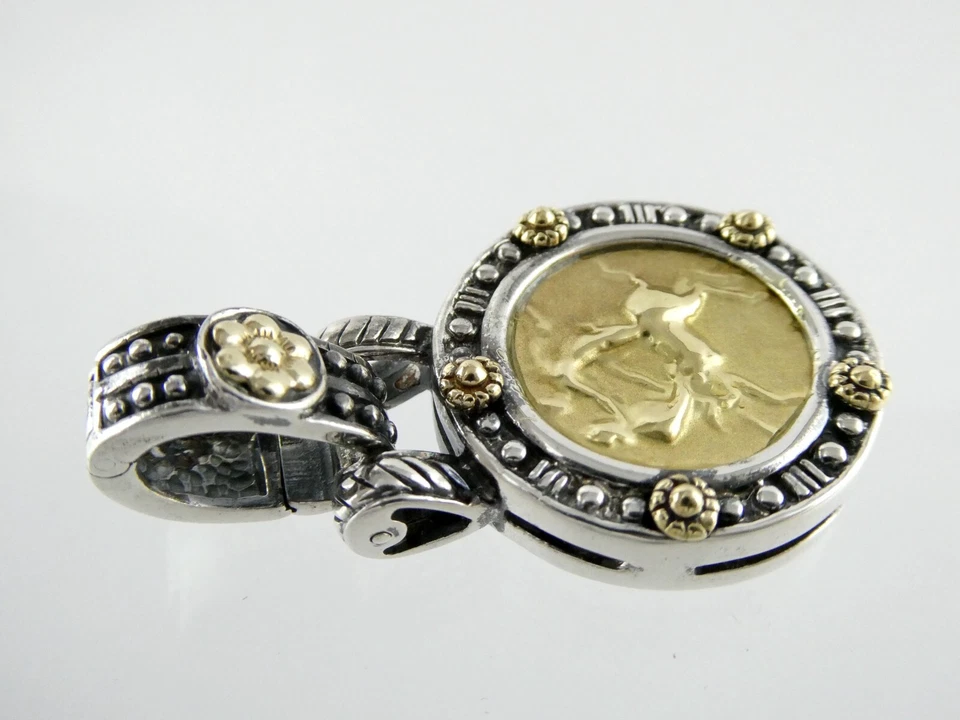 Colgante potenciador 925 Tagliamonte plata esterlina centauro oro amarillo 18k Foto 3 de 4