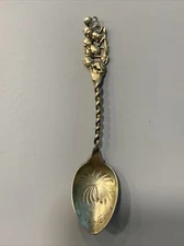 Antique Sterling Souvenir Spoon Gold Washed Chattanooga Tennessee Lilies Valley