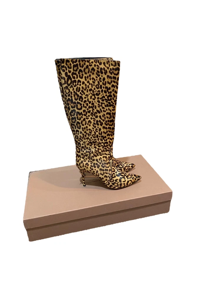 GIANVITO ROSSI Levy 85 Botas Rodilleras Estampado Leopardo Pelo de Becerro Foto 3 de 4