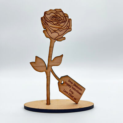 Geschenkanhänger Blume Valentinstag Rose personalisiert Andenken Gravur Geschenk