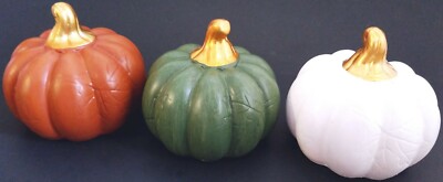 Mini-Ceramic Gold Stemmed Pumpkins w Leaf Imprints, Select Color