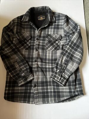 Freedom Foundry Mens Shirt Jacket Med Plaid Flannel Fleece Shacket Black 