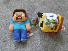 BRAND NEW WITH TAGS Minecraft Plush Soft Toys Bundle of 2, STEVE & BEE, XMAS