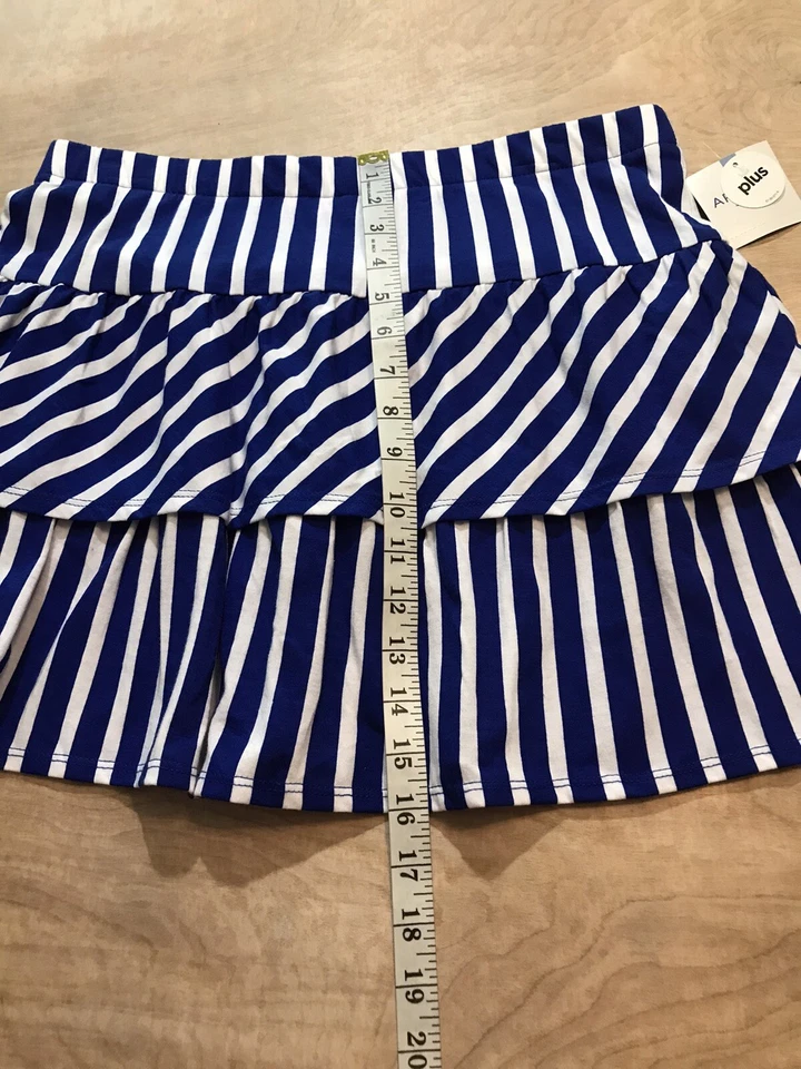 NUEVO CON ETIQUETAS FALDA CON VOLANTES ARIZONA JEAN CO JUNIOR TALLA GRANDE TALLA L 14/16 Plus Azul/Blanco Foto 3 de 4