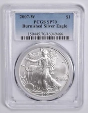 SP70 2007-W BURNISHED SILVER EAGLE PCGS Blue Label