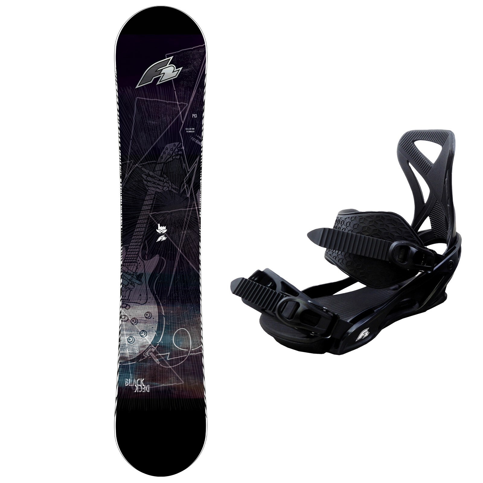 F2 Set Herren Snowboard Blackdeck mit Bindung Sonic Pro Größe wählbar