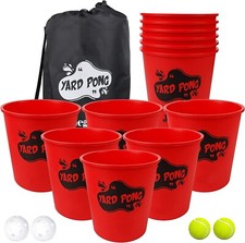 Juegoal Yard Pong Outdoor Giant Yard Game Set with Durable Buckets  Balls Throw