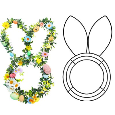 Bunny Shaped Wreath Metal Frame Wire Form Floral Garden For Easter DIY Craft