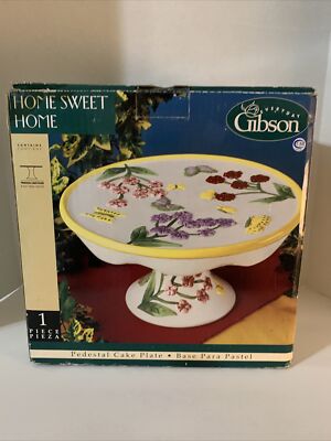 Gibson Pedestal Cake Stand Plate Home Sweet Home Opened Box But Was Not Used