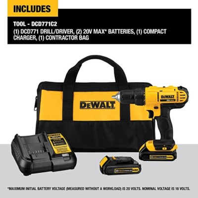 DEWALT DCD771C2 20V Cordless Drill/Driver Kit