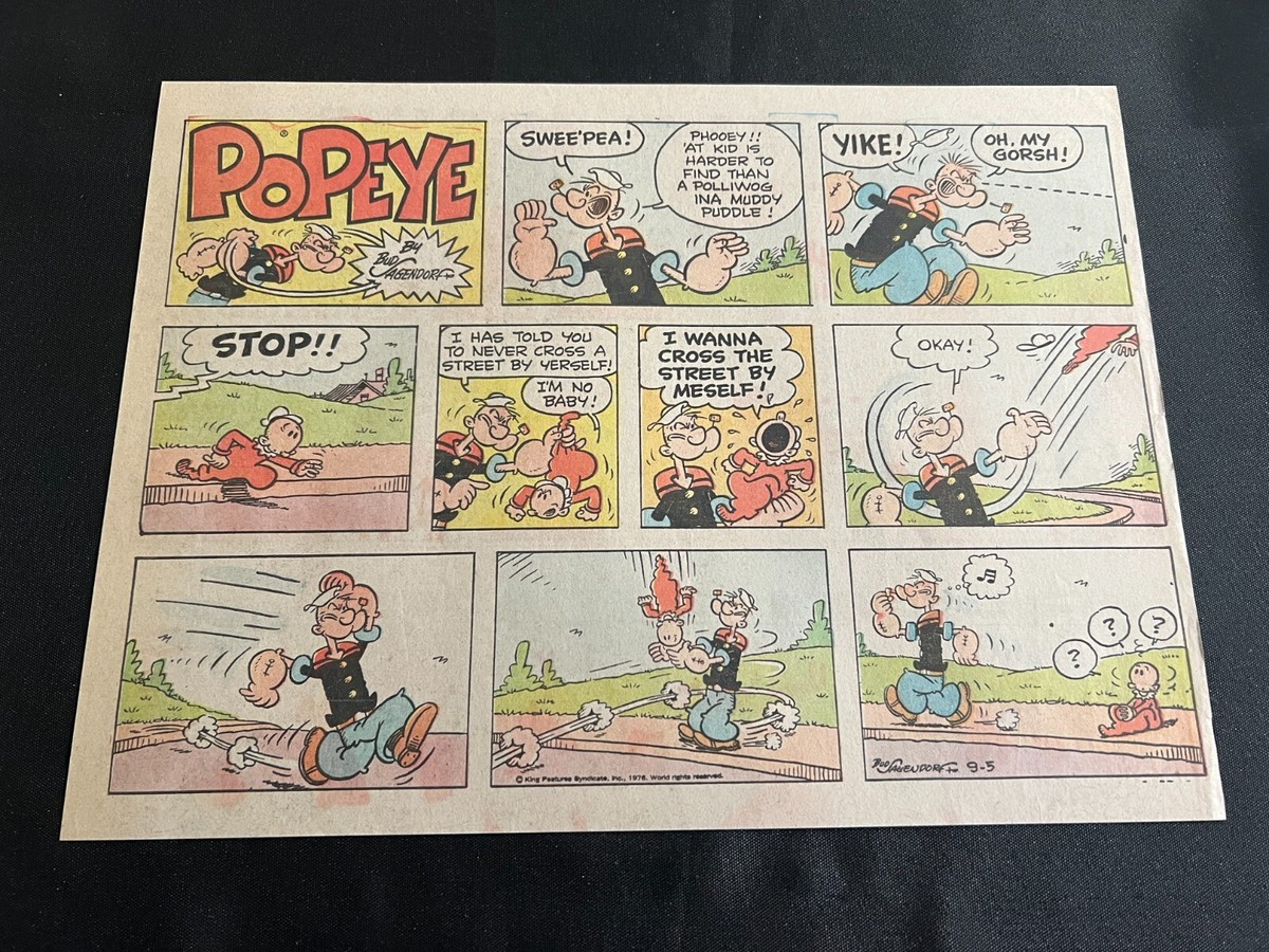 H06 POPEYE by Bud Sagendorf Lot of 18 Sunday Half Page Comic