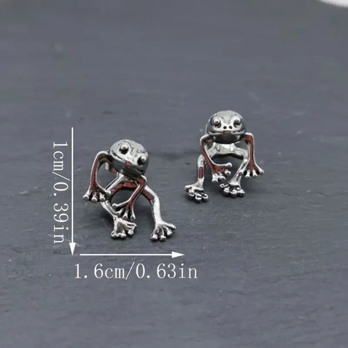 Vintage Chic Frog Stud Earrings Durable Zinc Alloy Construction for Parties - Picture 4 of 5